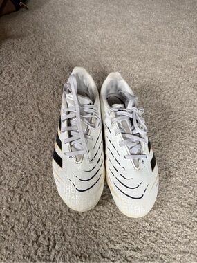 adidas Boy's White Soccer Cleats with Black Accents